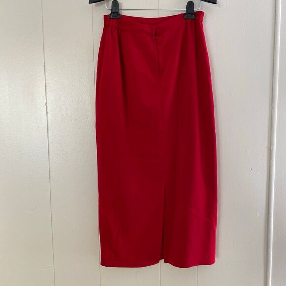Tiffany Collection Red Midi Skirt Size 8 Vintage Classic High Waist Pencil Skirt - Picture 2 of 7